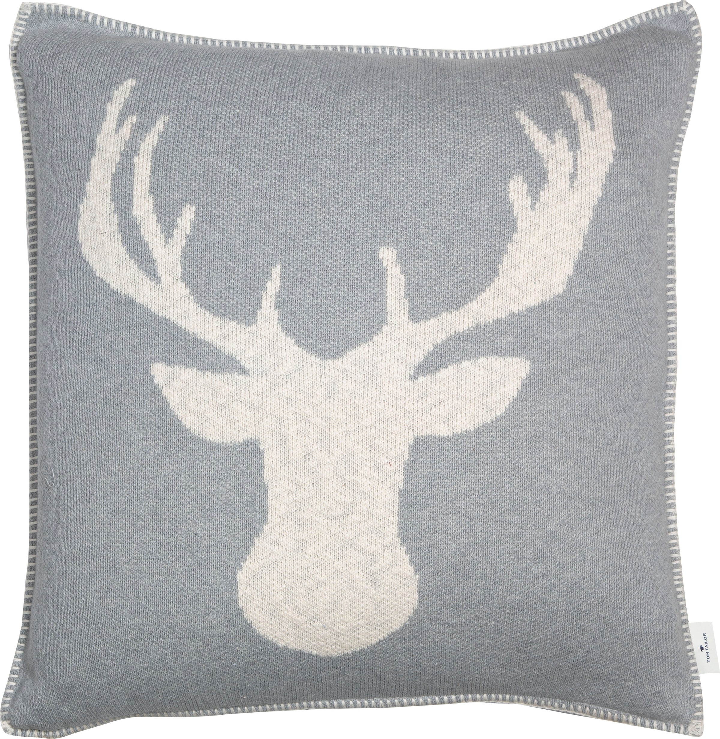 TOM TAILOR HOME Dekokissen »Knitted Reindeerhead« Gestrickte Kissenhülle ohne Füllung mit Rentierkopf, 1 Stück