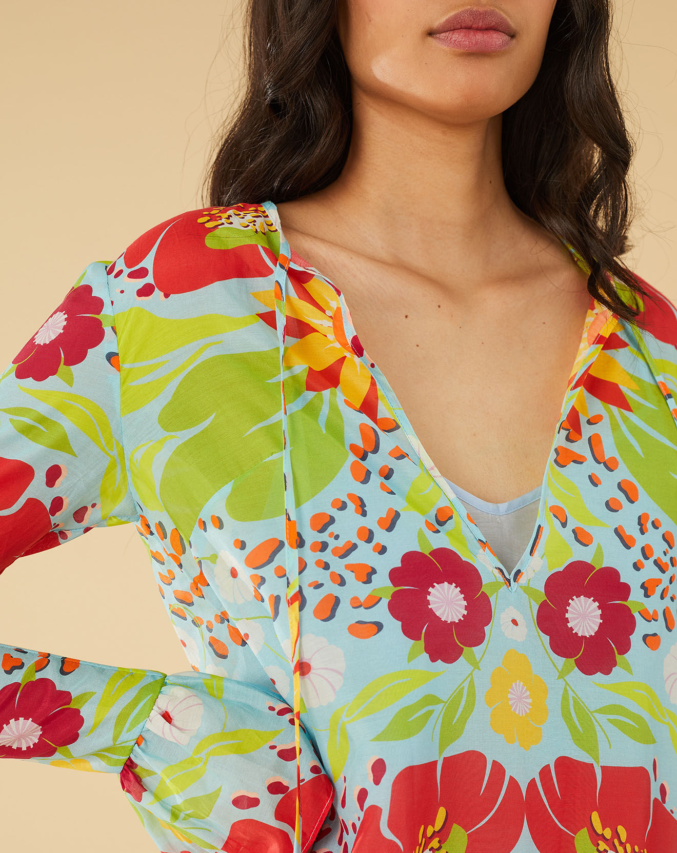Manoush Robe longue Mexico imprimée bleue