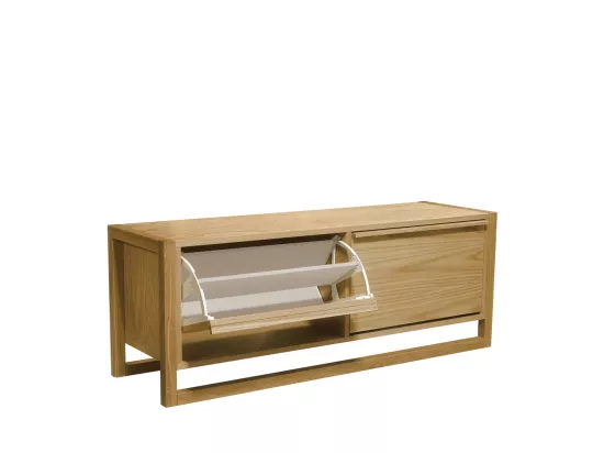 NewEst - Meuble à chaussures 2 compartiments en bois L120cm - Bois clair