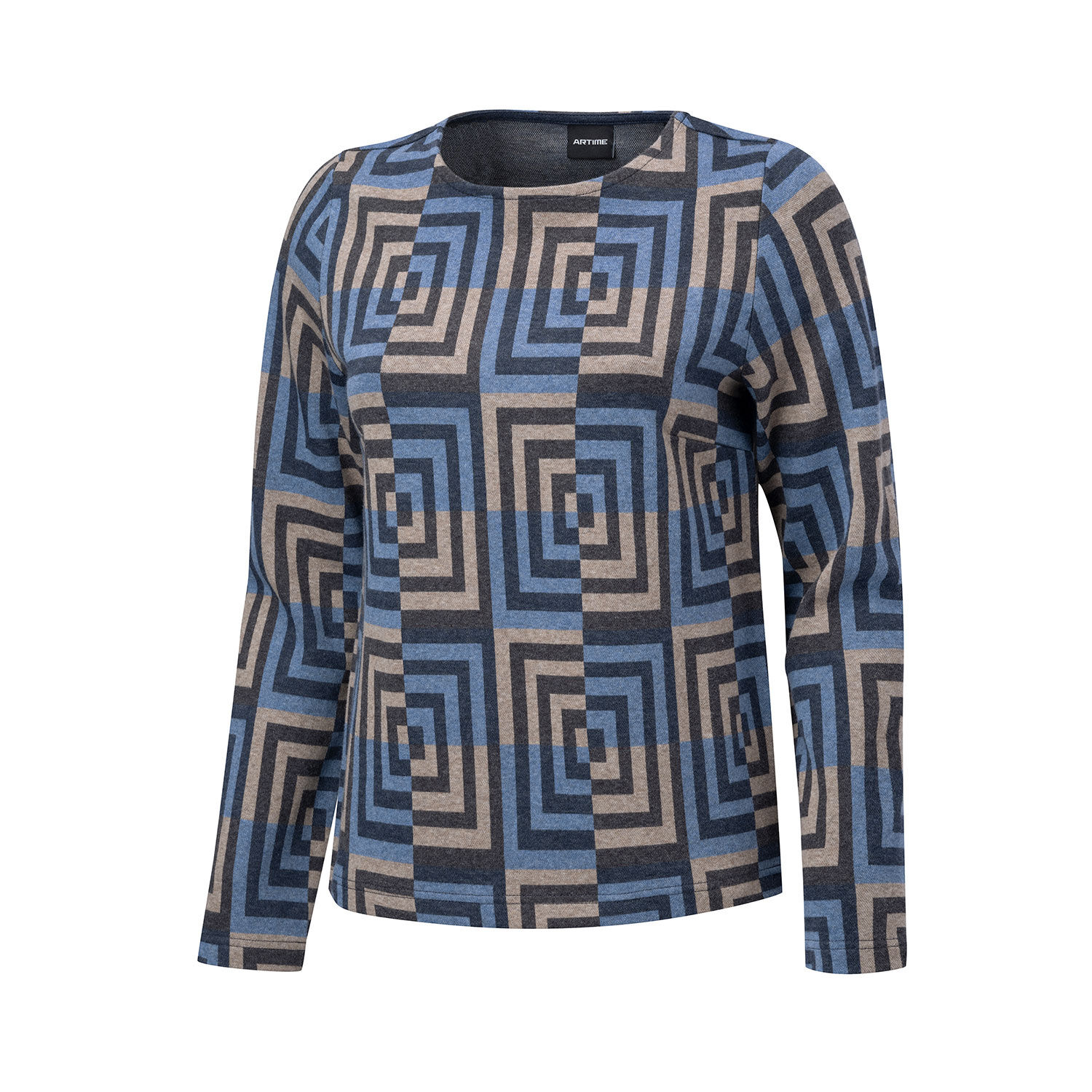 Damen Sweatshirt mit quadratischem Allover-Print