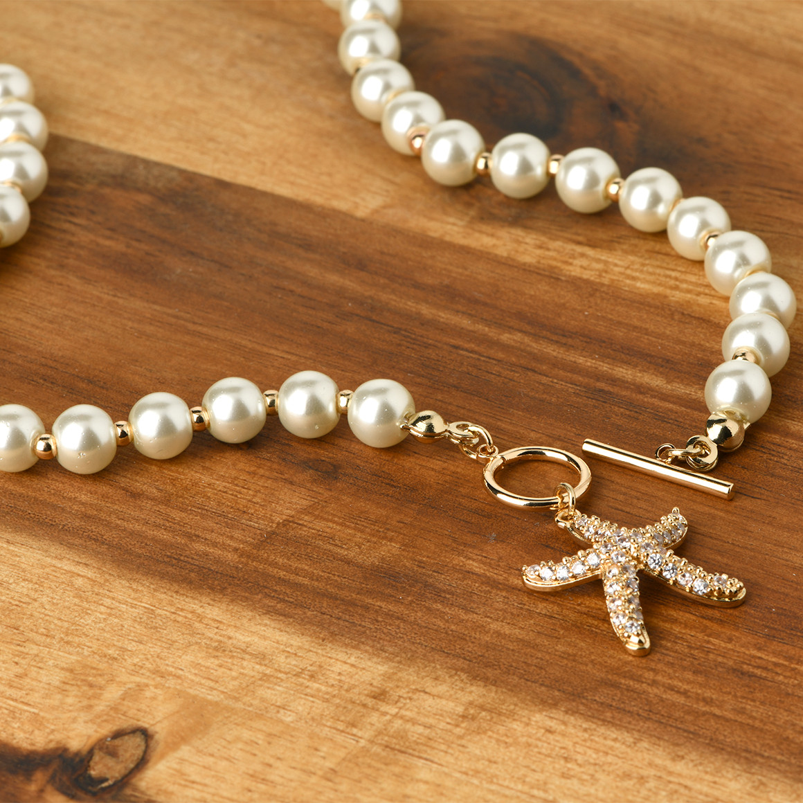 Gina Benotti Damen Perlenkette mit Seestern gold / weiss