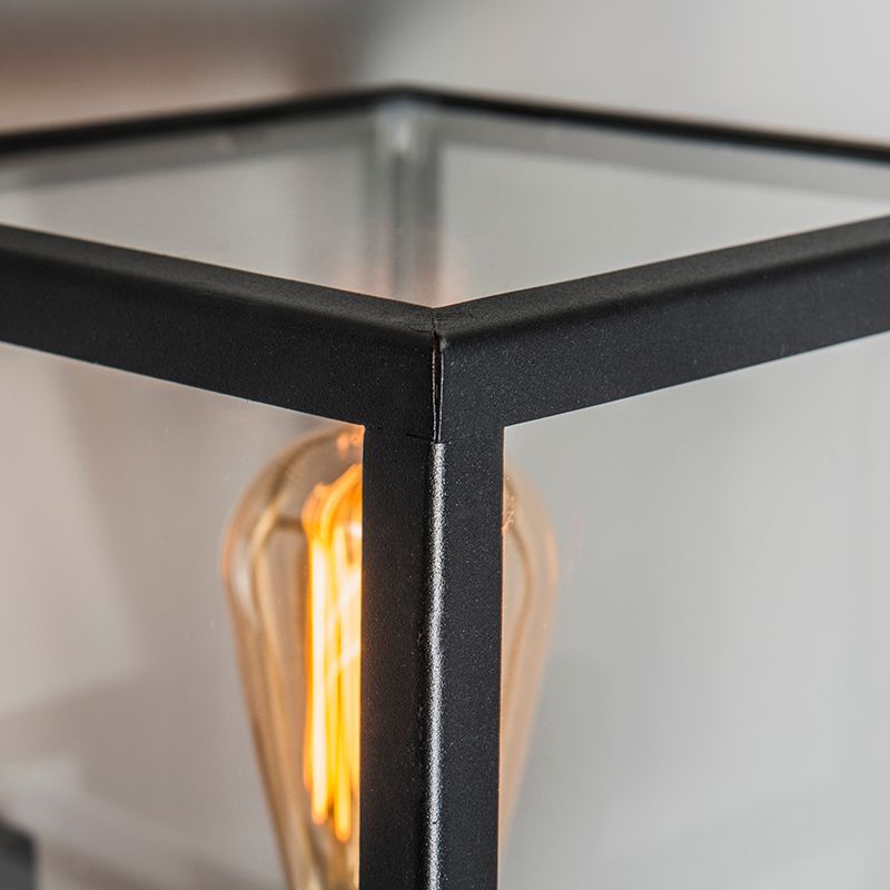 Industriële vierkante buitenwandlamp zwart IP23 - Rotterdam