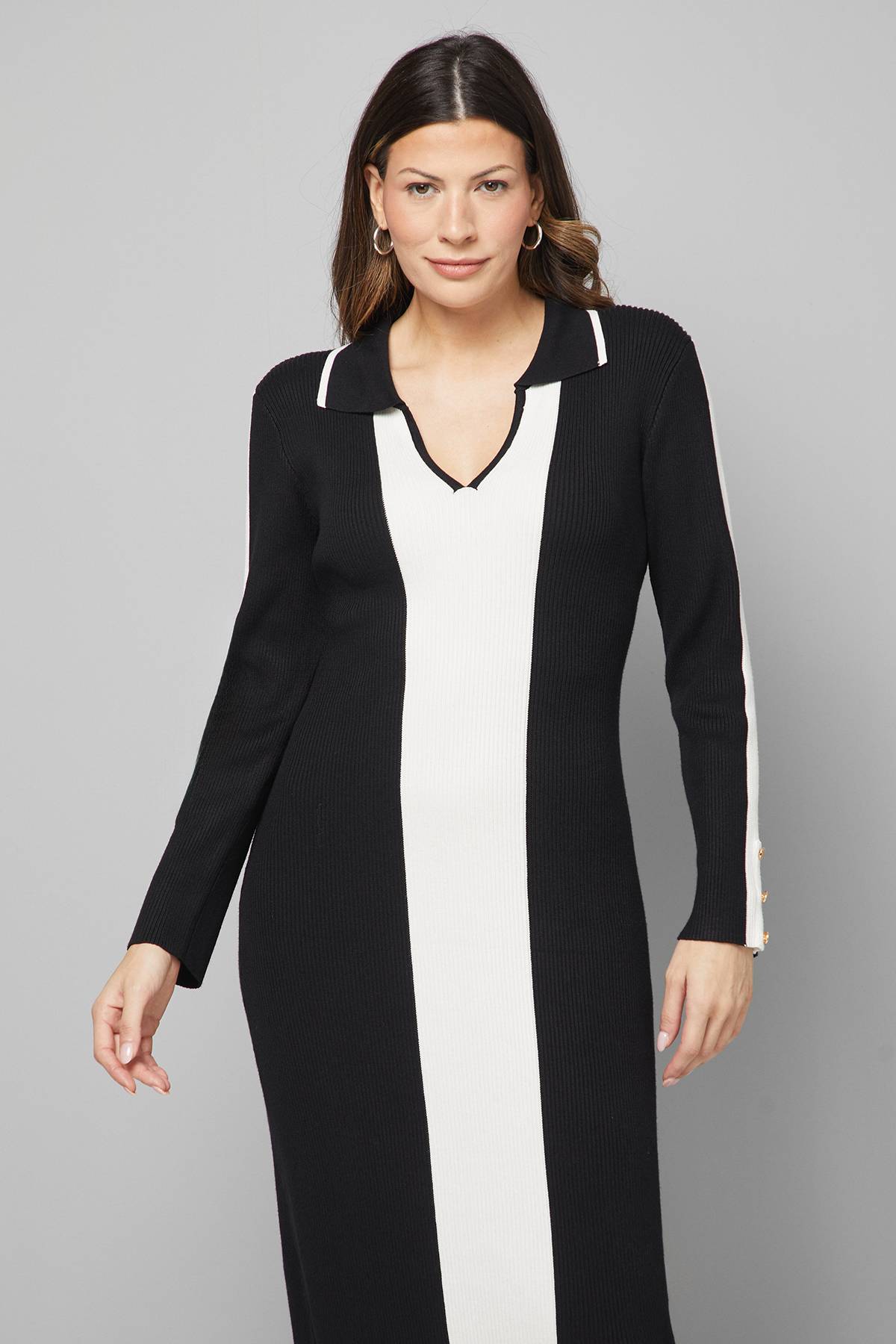 Wallis Robe Midi Tricotée à Blocs de Couleurs