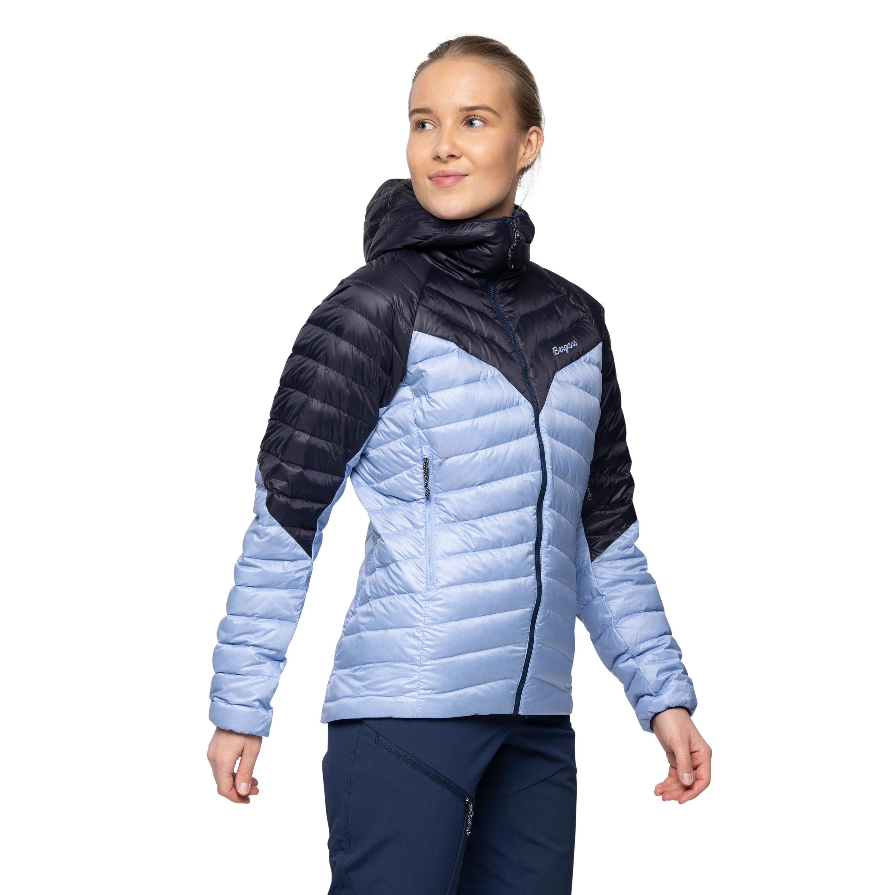 Tind Light Down Jacket Hood Women Blueberry Milk / Navy Blue