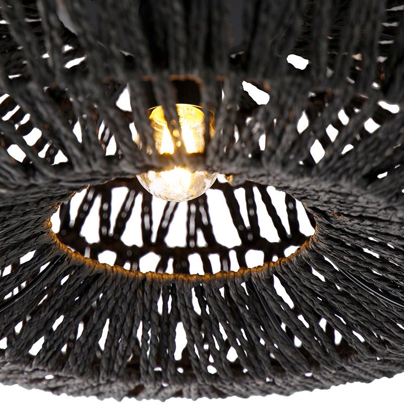 Retro plafondlamp zwart touw 50cm - Lina