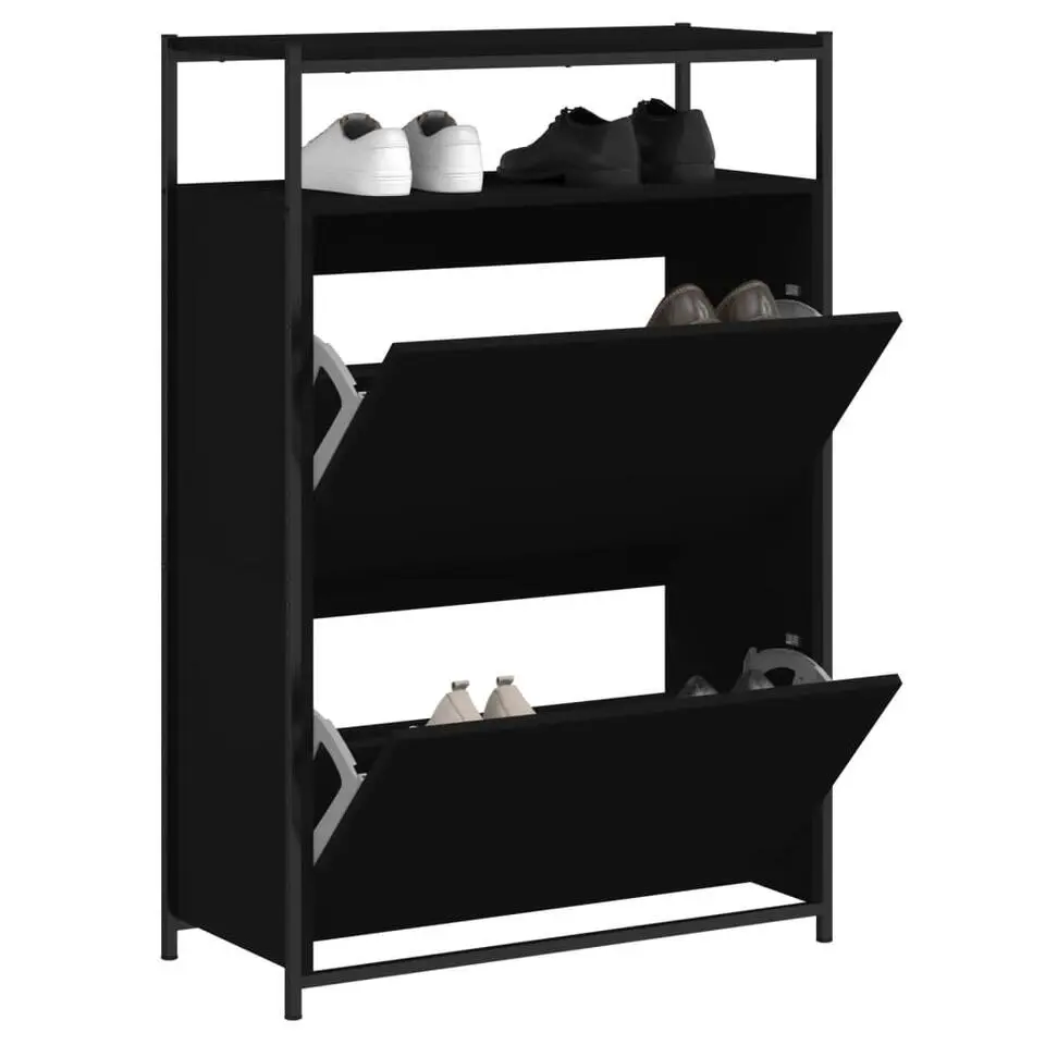 vidaXL - Schoenenrek - Zwart - Bewerkt hout