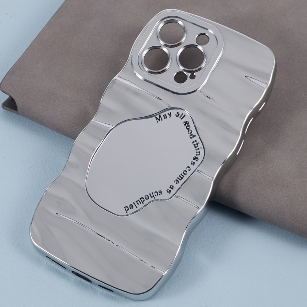 iPhone 14 Pro Gummi Case Hülle mit Spiegel und Kameraschutz - Silber