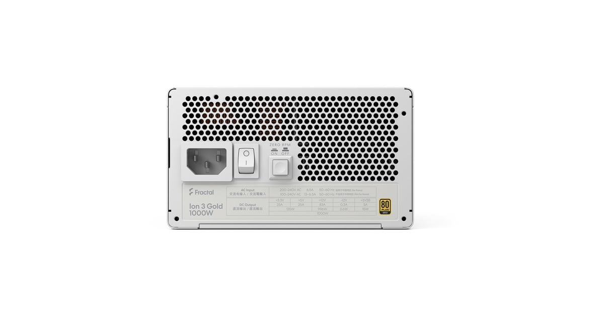 Fractal DesignION Gold 3 modulaire 1000 watt voeding   (Wit, 1x 12V-2x6, 3x PCIe)