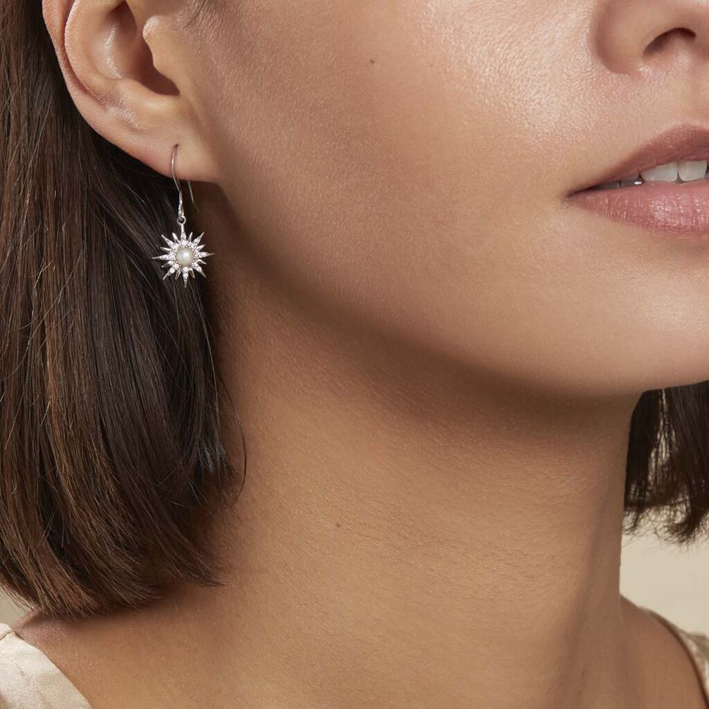 Boucles D'oreilles Pendantes Blanca Argent Blanc Perle De Culture