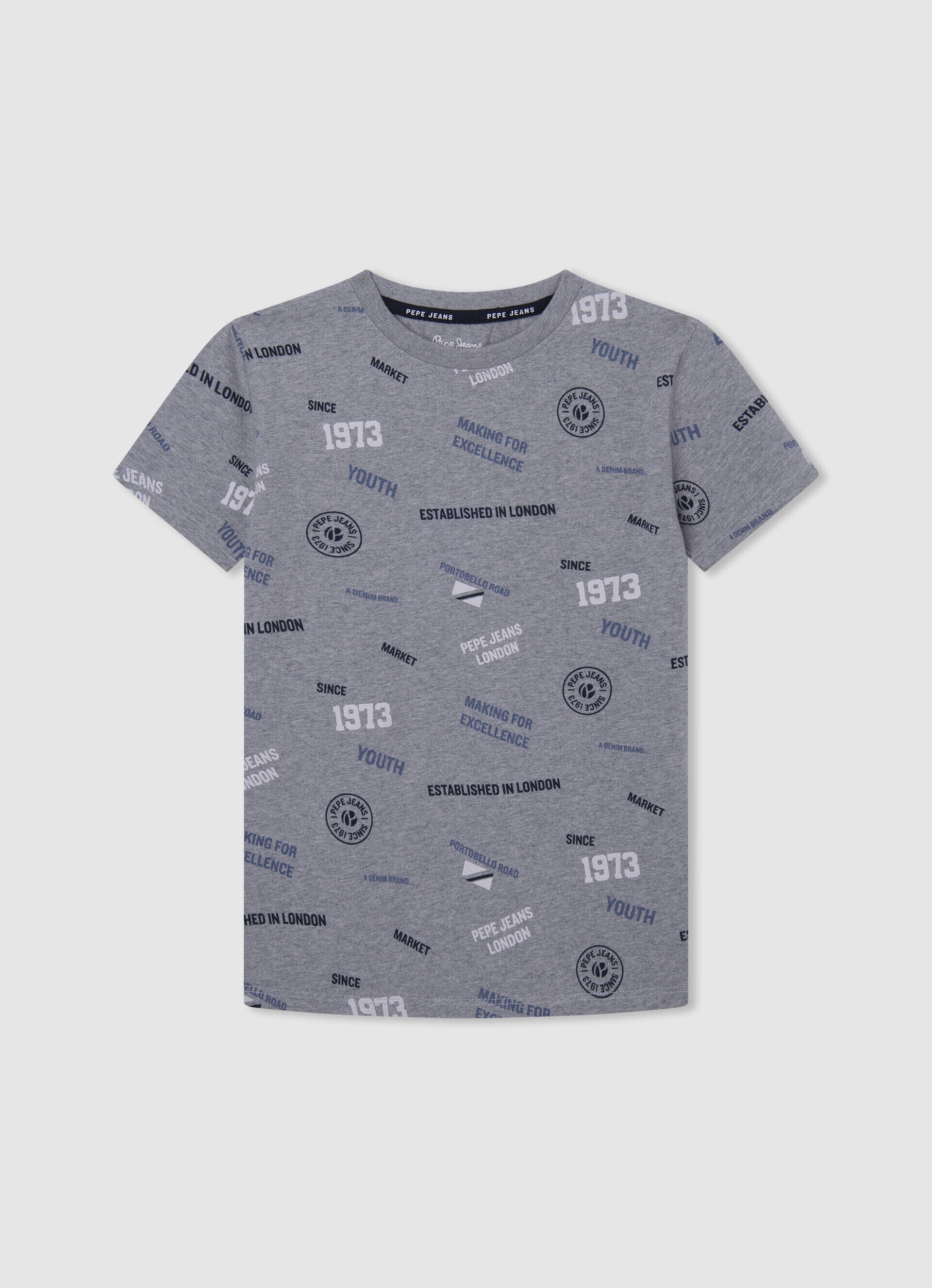 CAMISETA ALGODÓN ESTAMPADO ALL OVER - marl grey