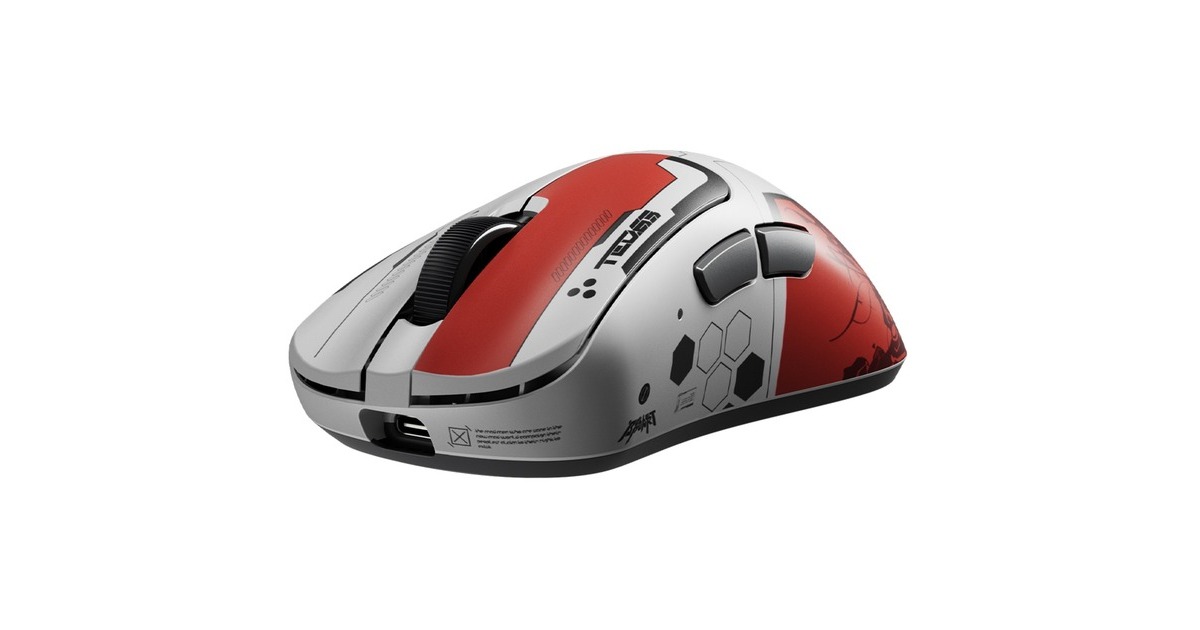 Pulsar[Quiccs Edition] Xlite v4 Gaming Mouse  (Wit/rood, 32,000 DPI, 8000 Hz)