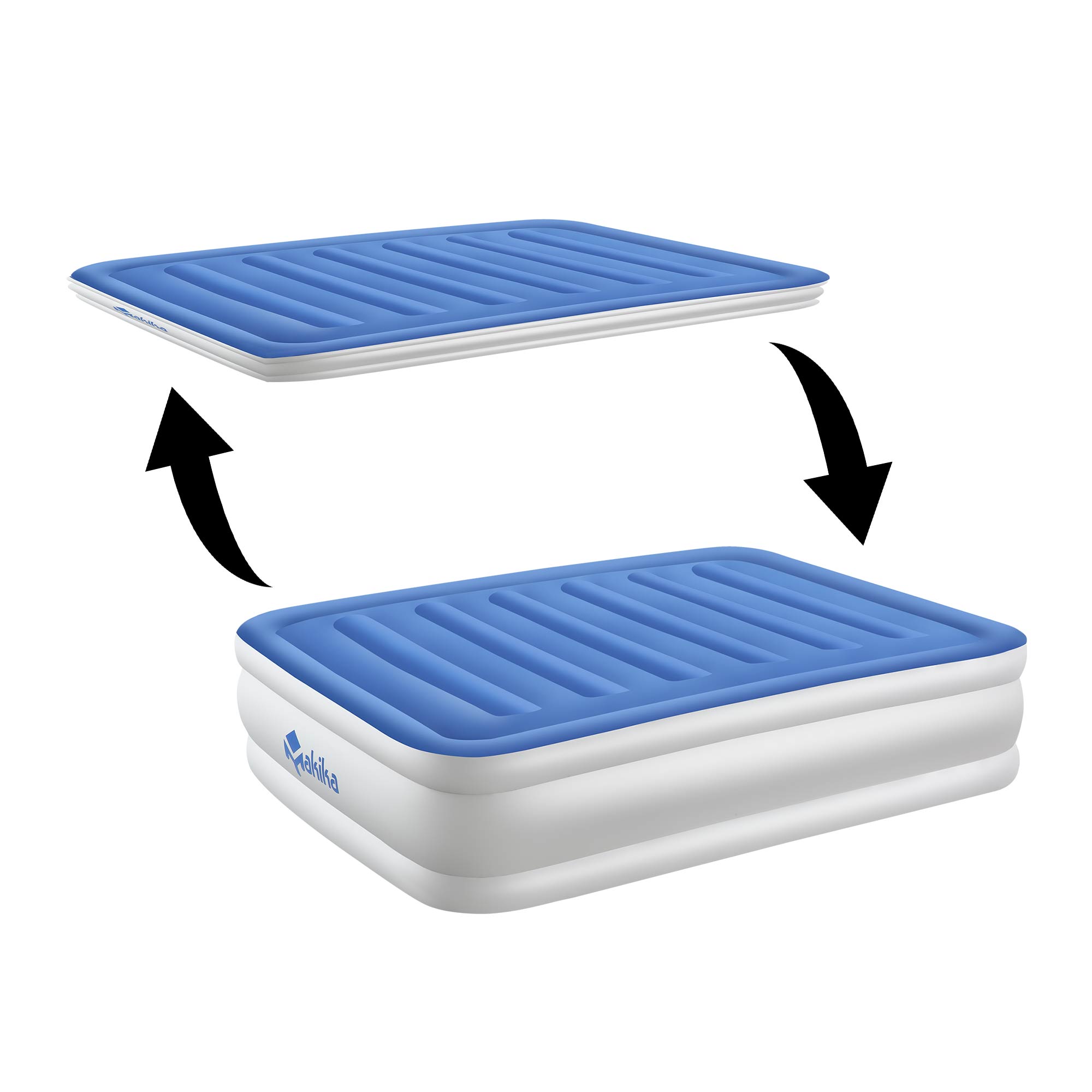 Makika Luftmatratze / Luftbett Selbstaufblasend Doppelbett - Blau / Weiß
