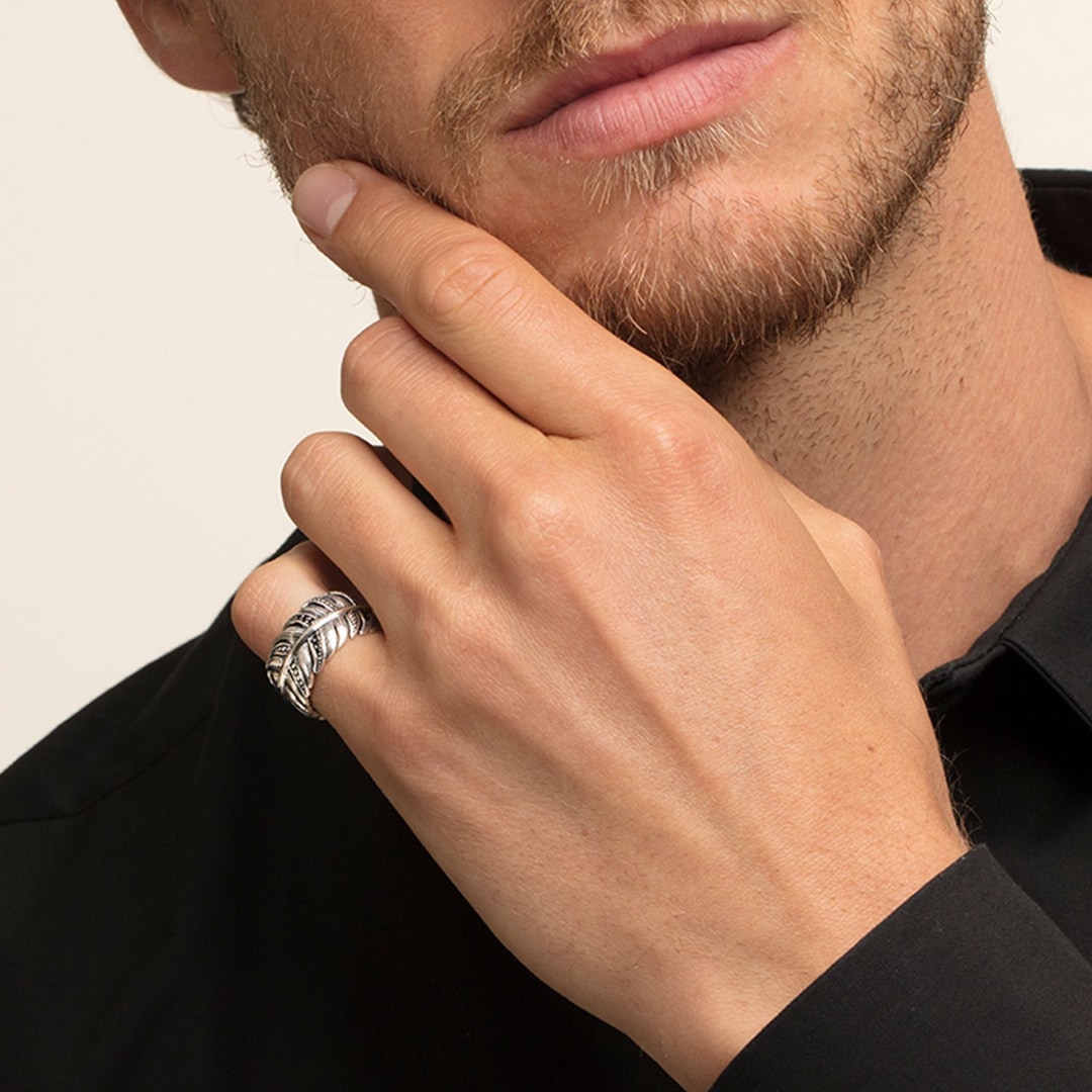 Thomas Sabo Sterling Silver Rebel at Heart Ring Feder Pavé