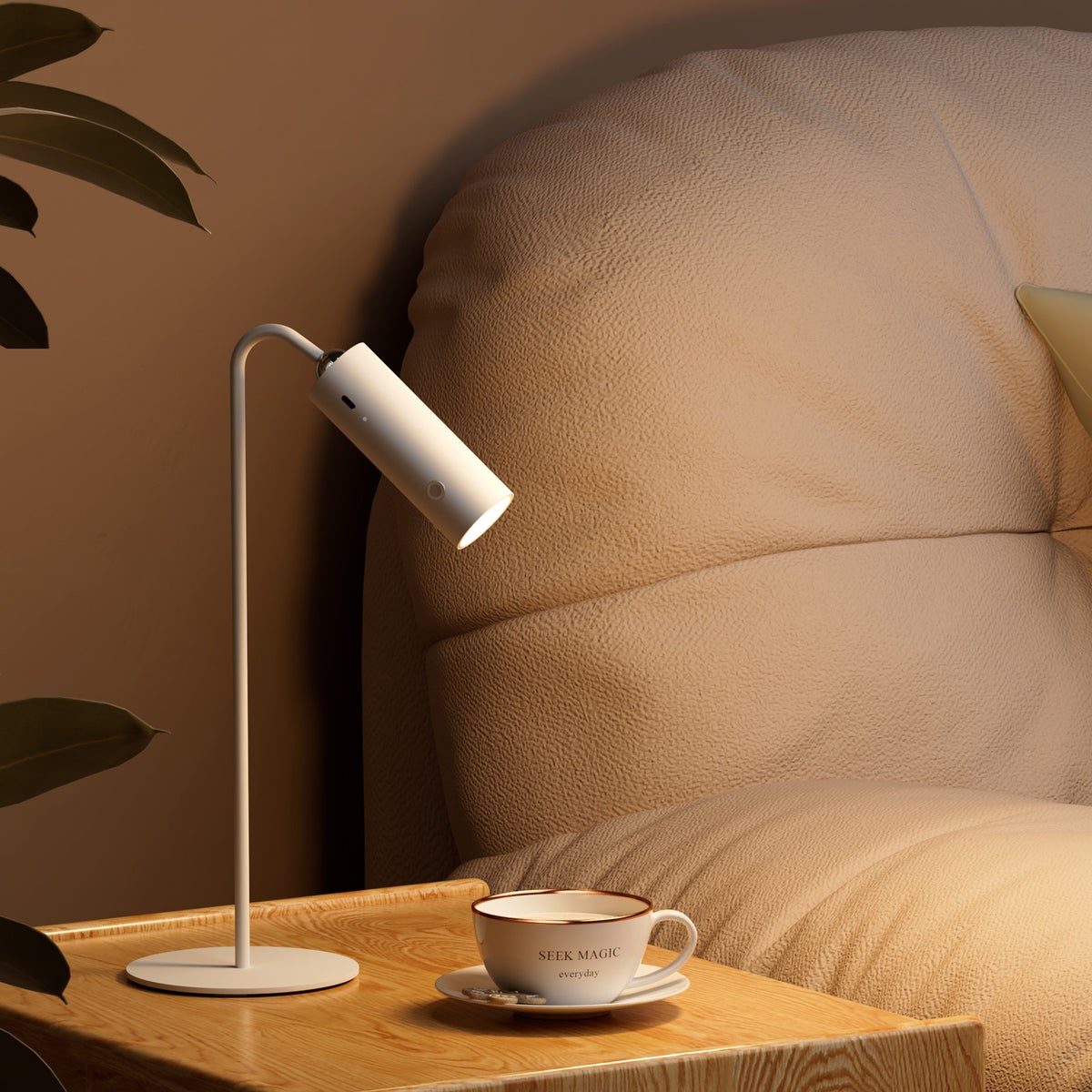EMKE 6-in-1 LED-tafellamp, draadloos, oplaadbaar en dimbaar, aanraakbediening, 3 kleurmodi, 360° verstelbare magnetische wandlamp, USB-C, IP20, wit - ideaal voor gebruik binnen en buiten
