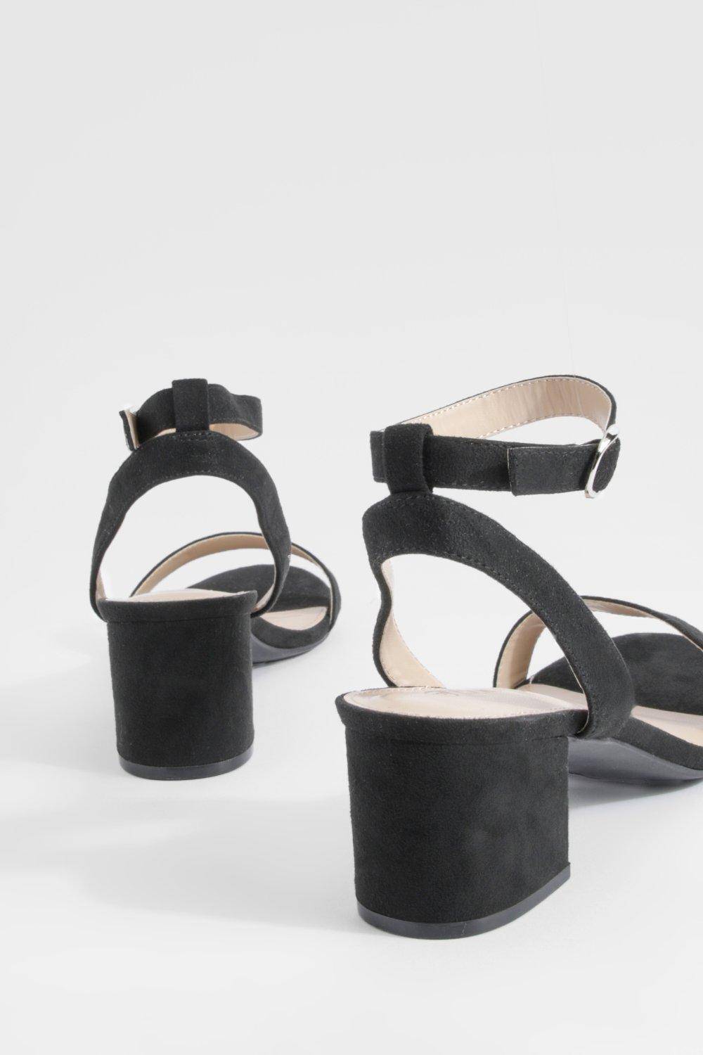 boohoo Talons Wide Fit Low Block Barely There