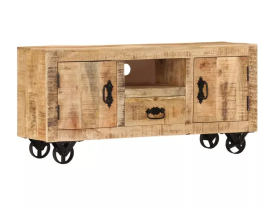 Meuble TV Bois de manguier brut 110x30x50 cm