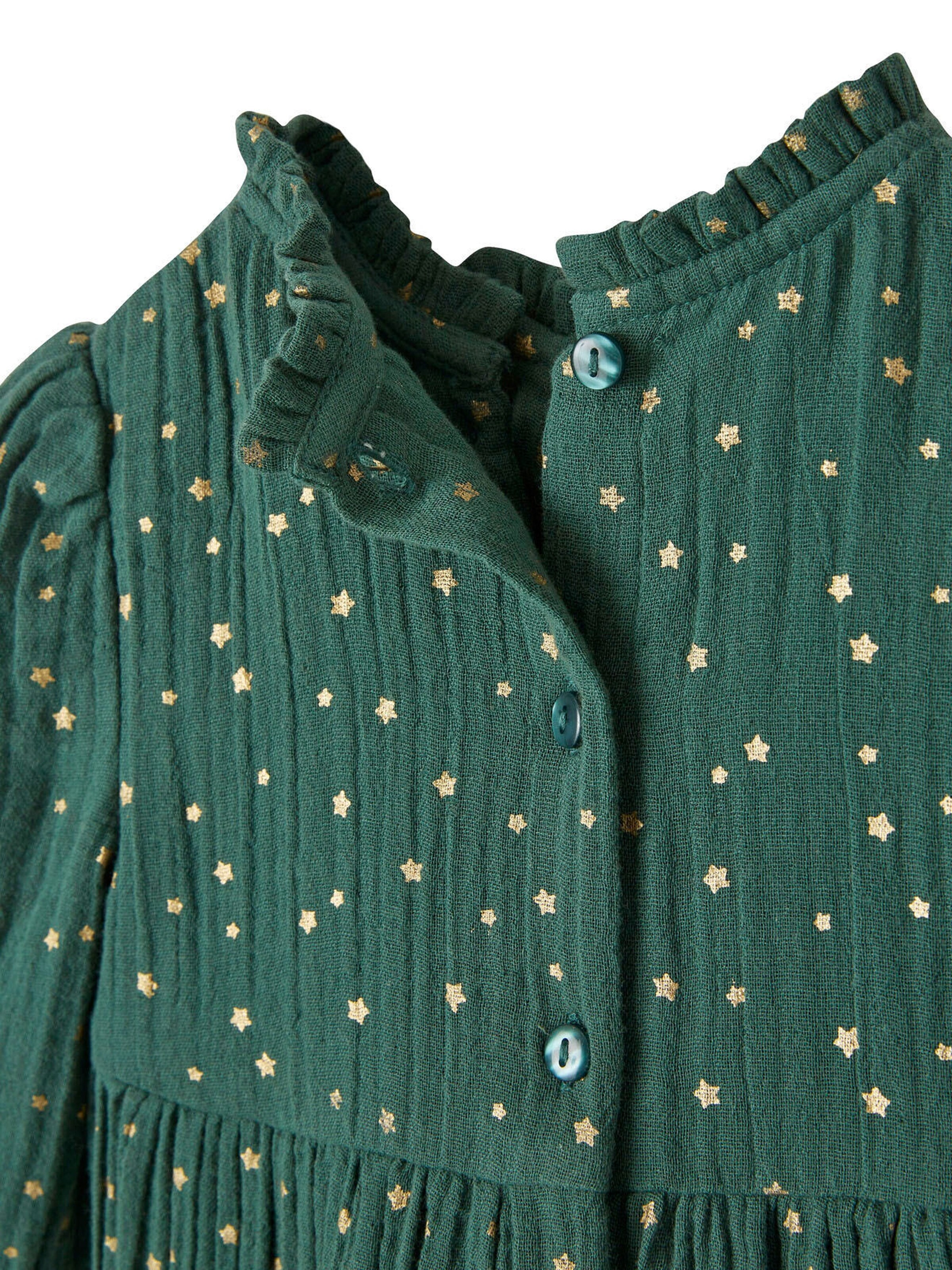 Vertbaudet Baby Kleid mit Sternen dunkelgrün bedruckt