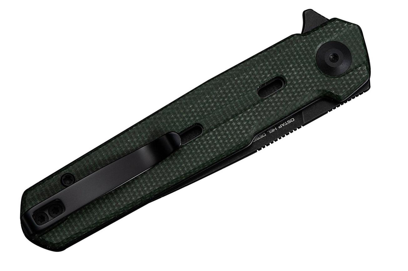 Civivi Navo C25015A-2 Blackwashed Nitro-V, Green Micarta, zakmes, Ostap Hel design