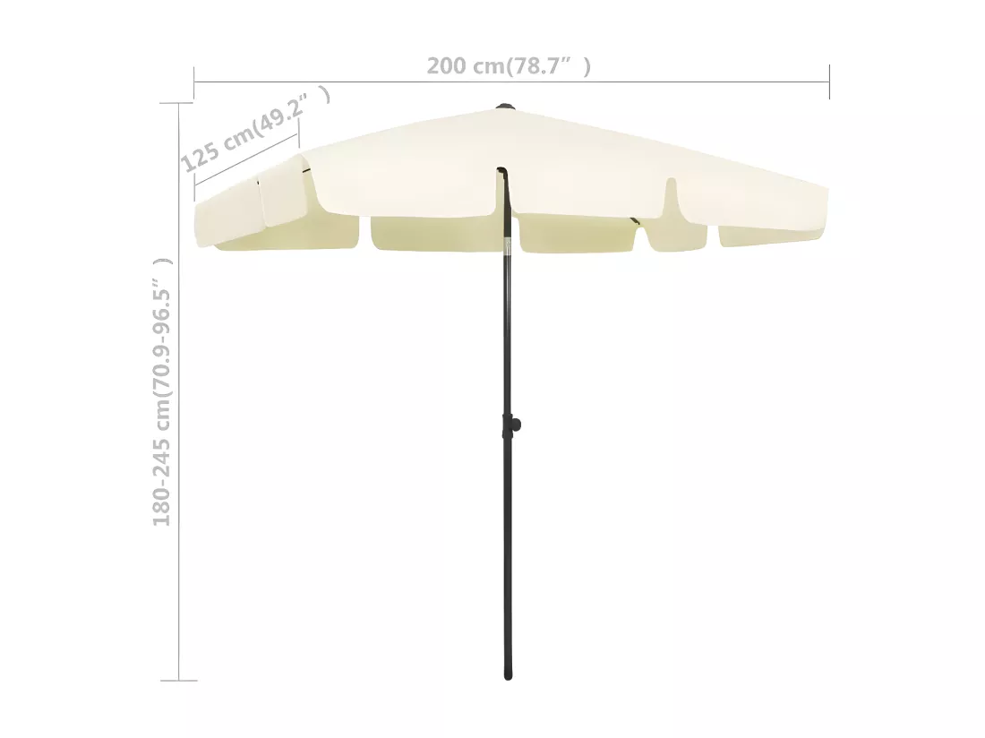 Parasol de plage jaune sable 200x125 cm