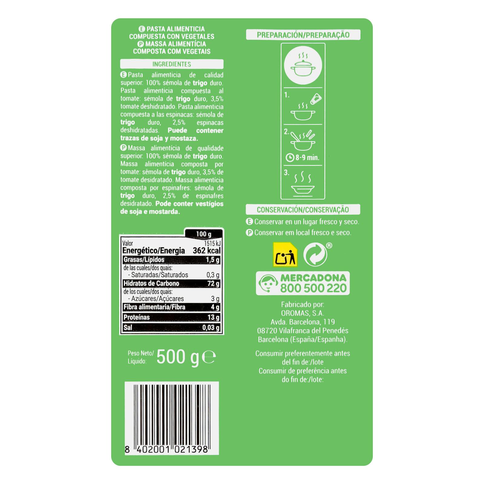 Pâtes trottole aux légumes Hacendado