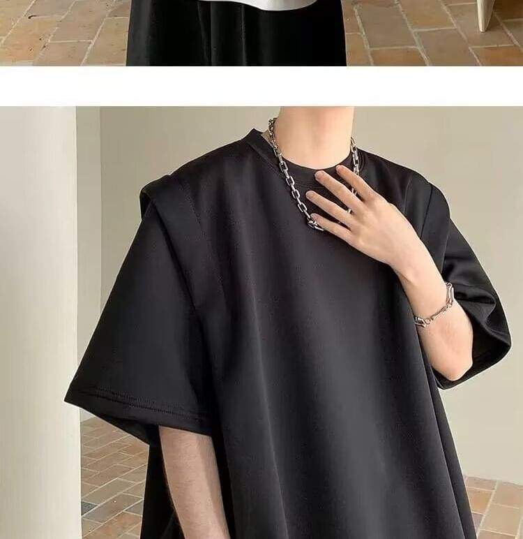 Capbrew - T-shirt met korte mouwen, ronde hals en effen oversized print