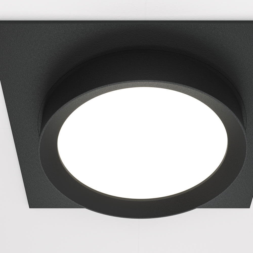 Hoop inbouwplafondlamp in zwart, GX53, vierkant
