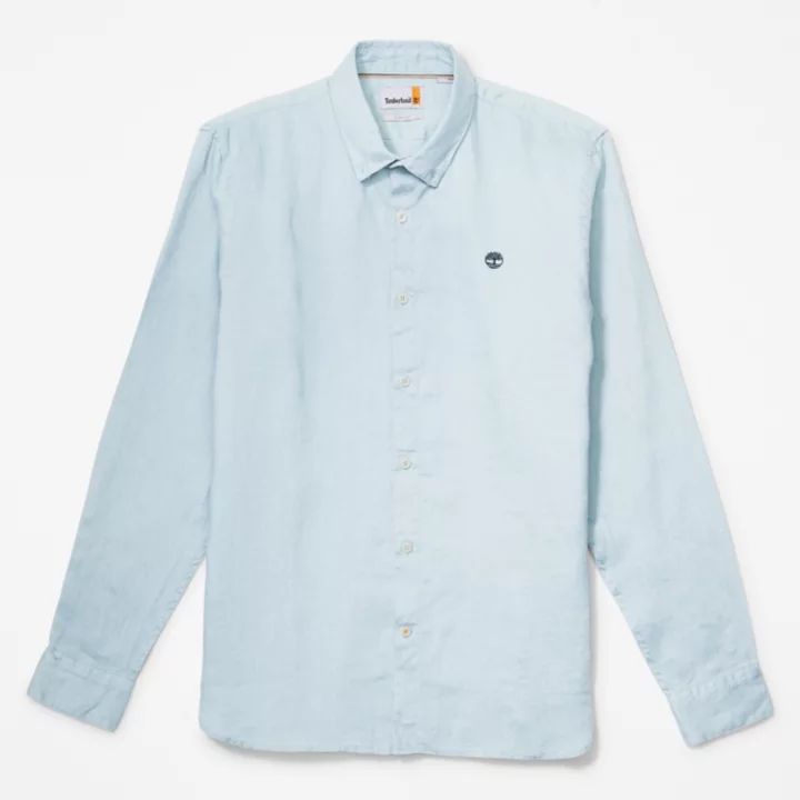 Chemise en lin Mill Brook pour homme en bleu clair