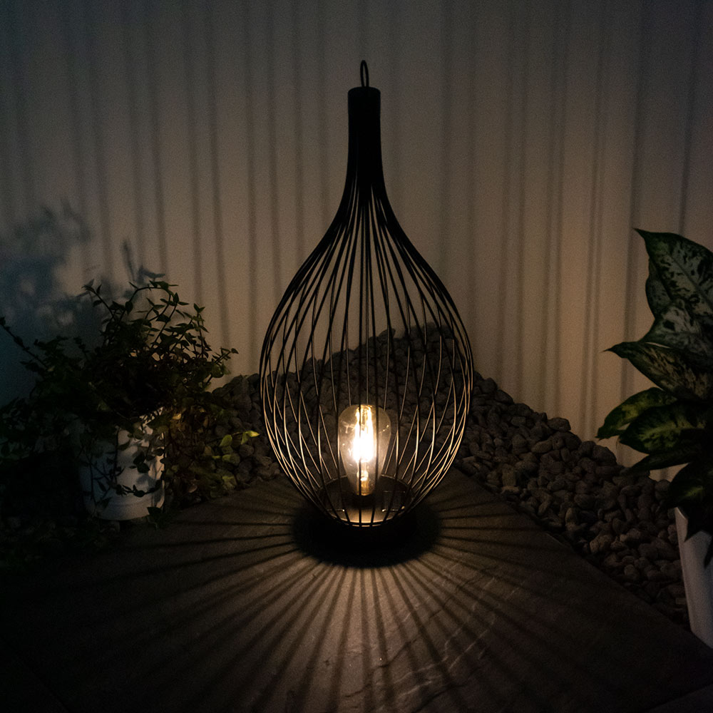 2x LED Solarleuchten im Käfig Design, H 57 cm