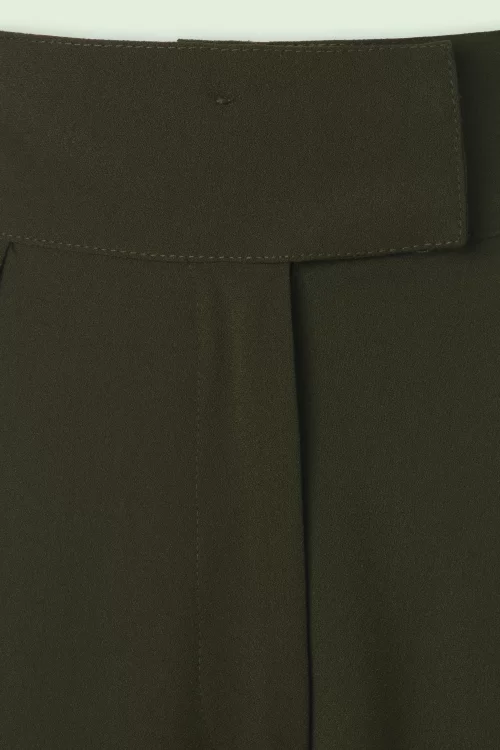 Vixen Wide leg pantalon in olijfgroen
