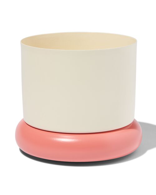 cache-pot Ø15.5x12.5 métal avec soucoupe corail