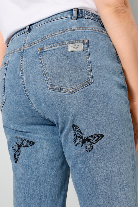7/8-Jeans, Straight Fit, Schmetterlinge, 5-Pocket