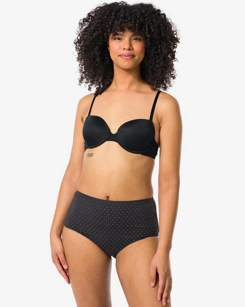 2 slips femme taille haute coton stretch noir
