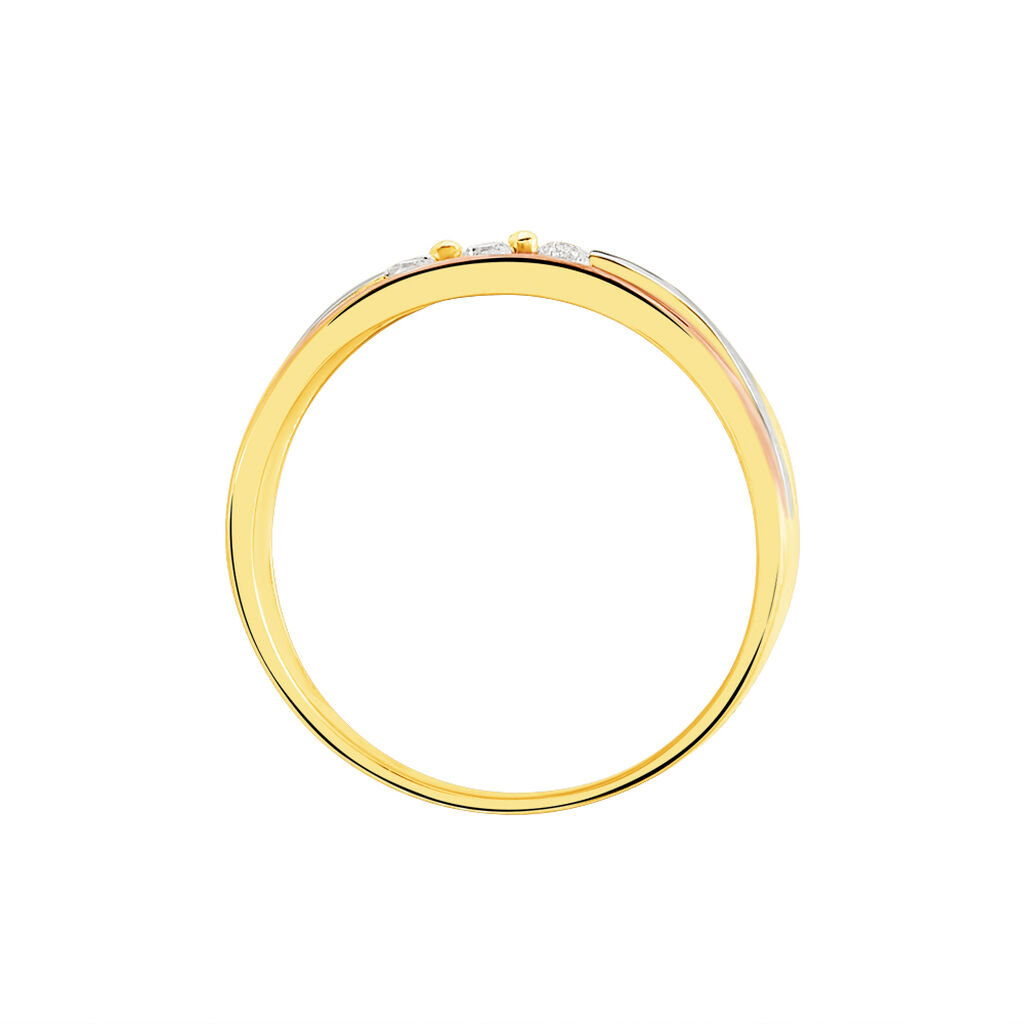 Bague Troyen Or Tricolore Diamant