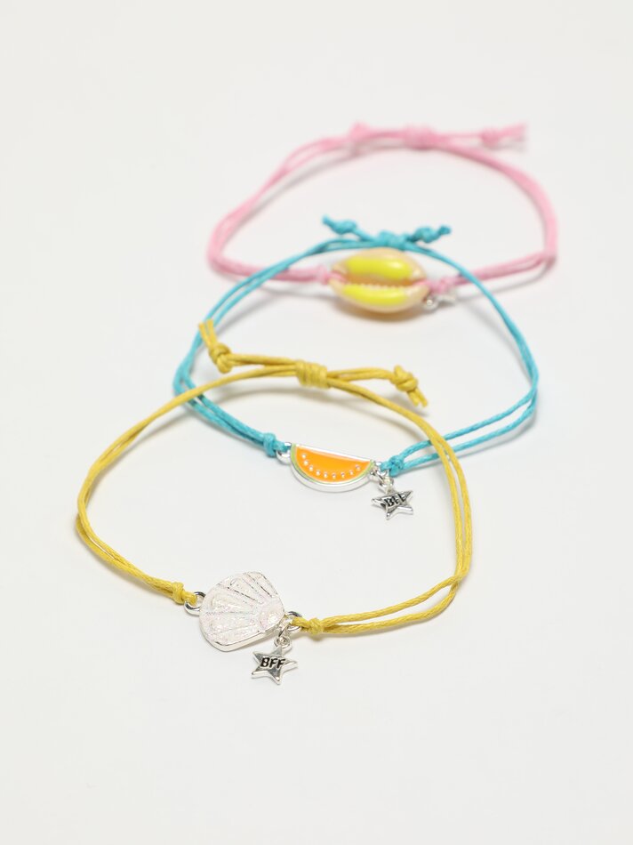Conjunto de 3 pulseiras com contas - Variadas