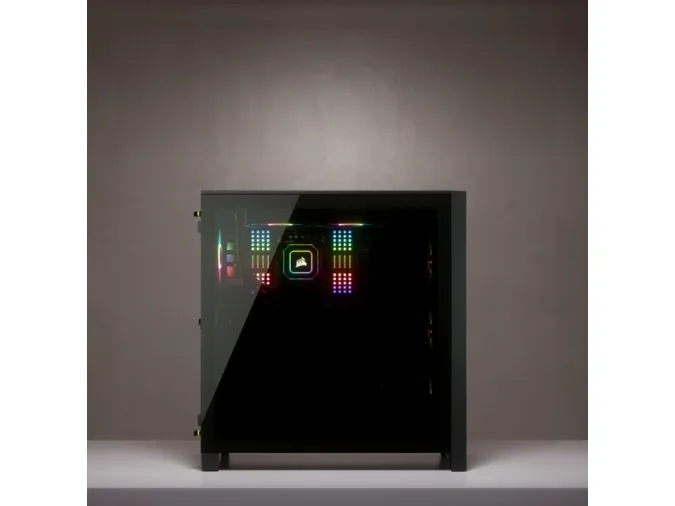 CORSAIR | iCUE 4000X RGB – Miditower - ATX - ingen strømforsyning - Sort - USB/Lyd