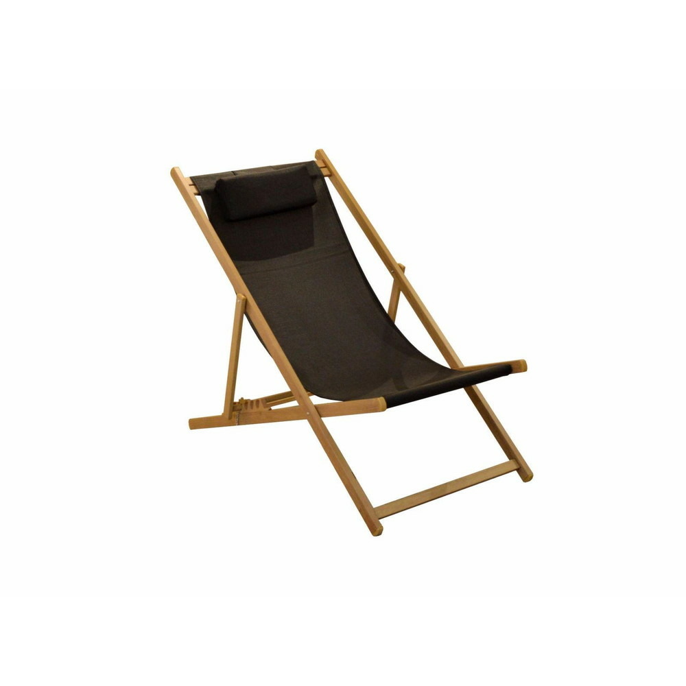 Lot de 2 chiliennes linéa pliantes en aluminium - toile tpep - oak/noir