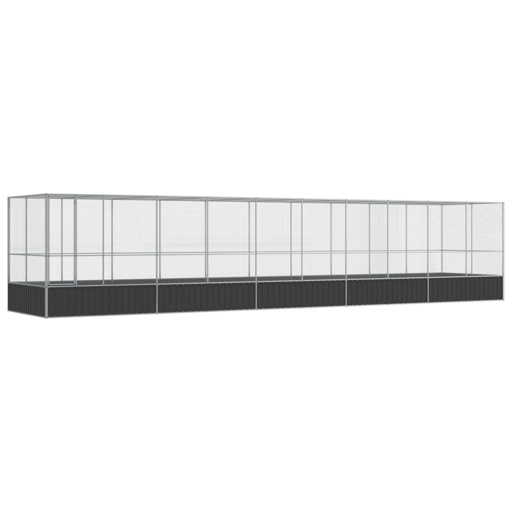Gaiola para pássaros vidaXL com extensão, em aço, cor prata, 1039x207x212 cm