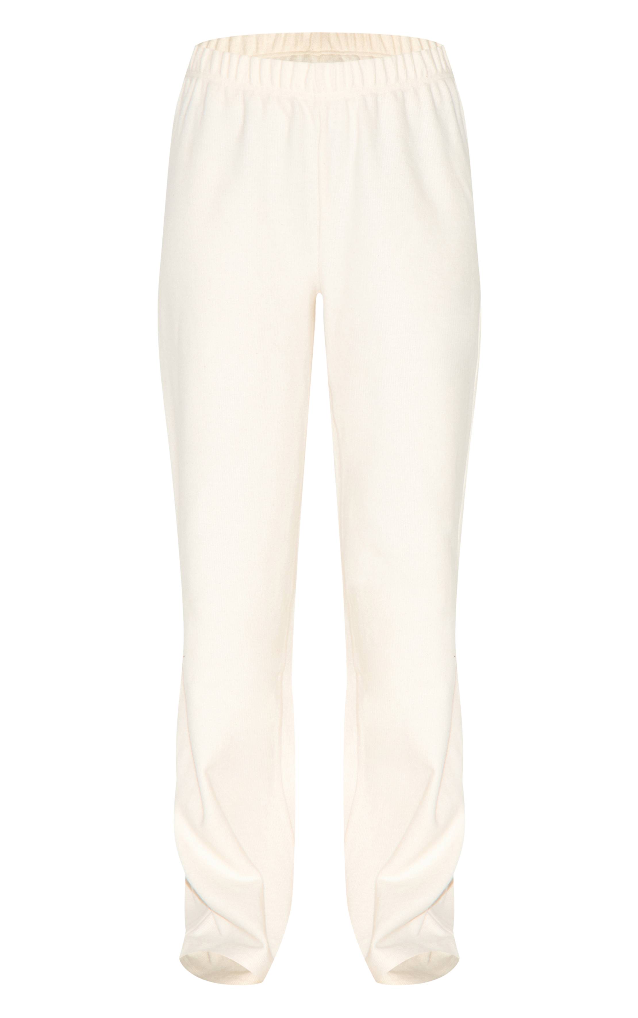 Crème Pantalon Large Slouchy En Côtes Brossées Épaisses