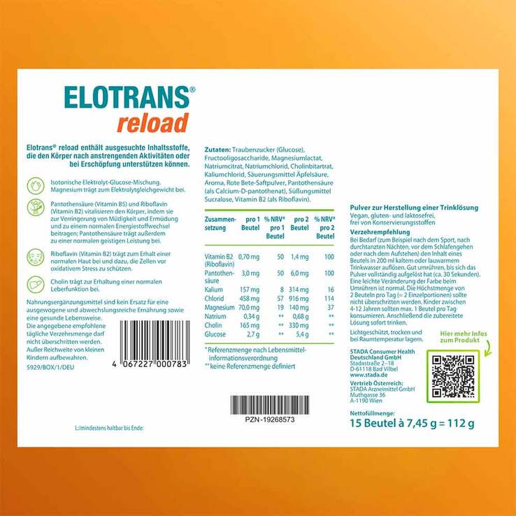 Elotrans reload Elektrolyt-Pulver Apfel Beutel, 2x15x7.45 g