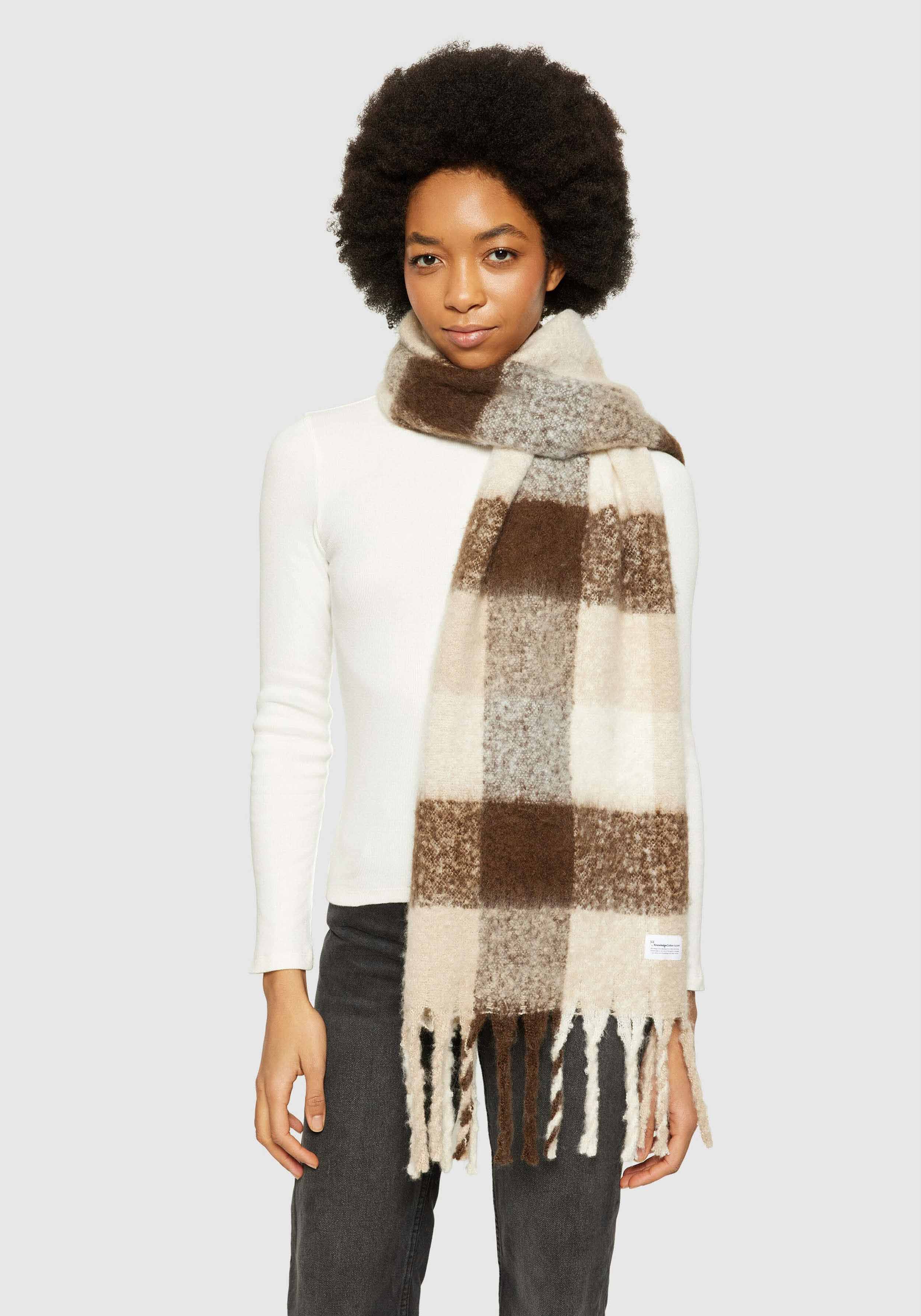 Knowledge Cotton Apparel Schal Checked Scarf Brown Check