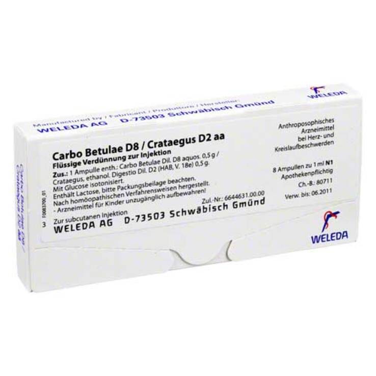 Carbo Betulae D8 / Crataegus D2 aa Ampullen, 8X1 ml