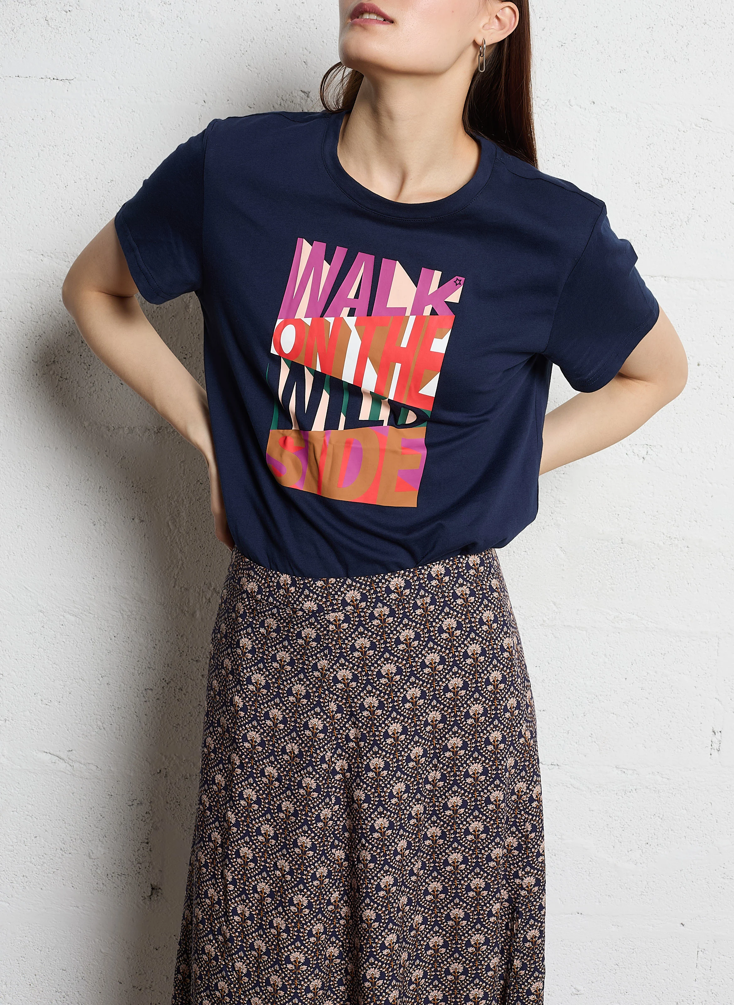 TALK - Tee-shirt sérigraphié en coton | Bleu