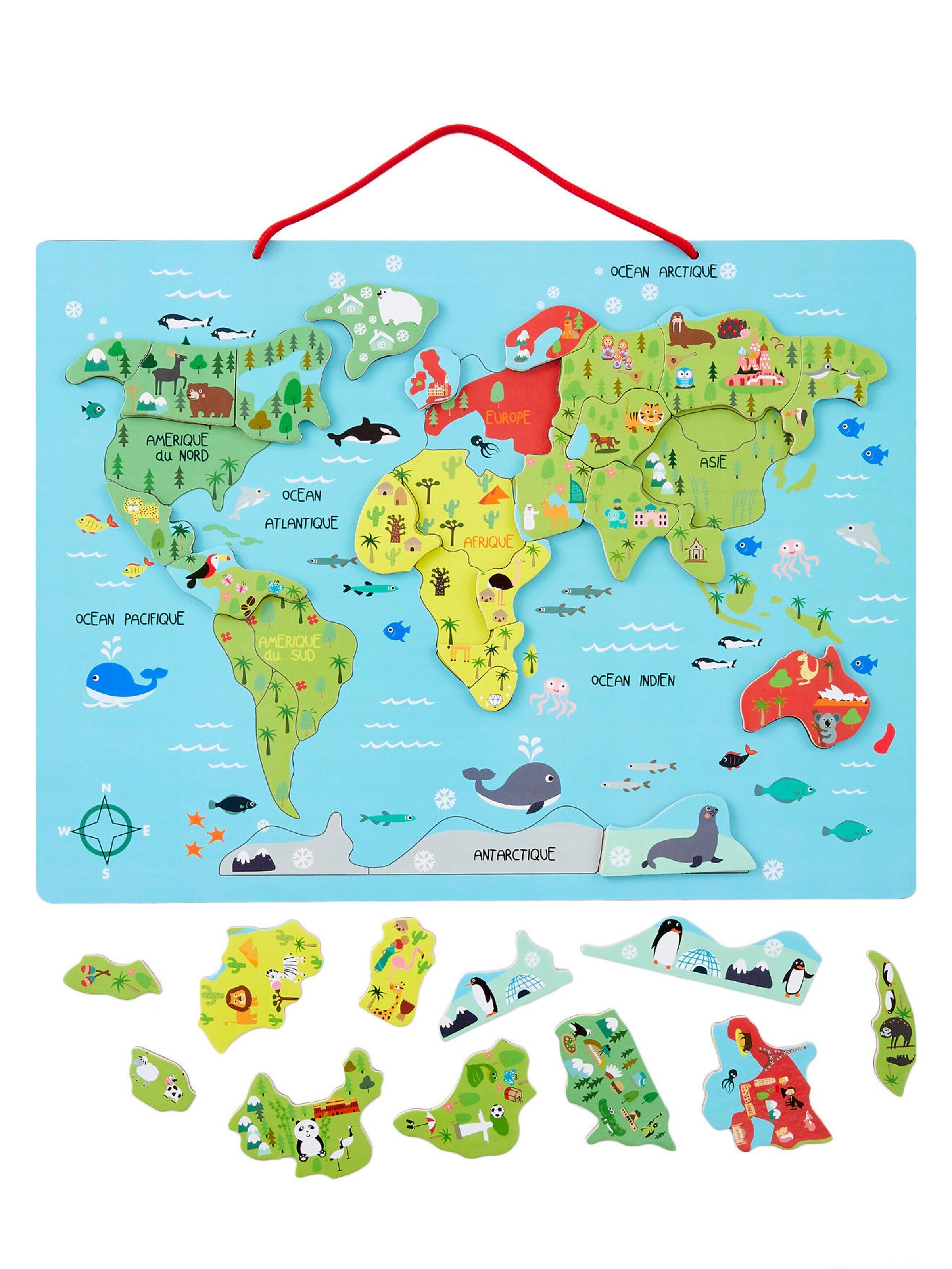 Vertbaudet Kinder Magnet-Puzzle WELT aus Holz FSC® mehrfarbig