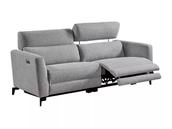 Canapé de relaxation électrique en tissu Bakay-Couleur Gris foncé-Système Electrique-3 places