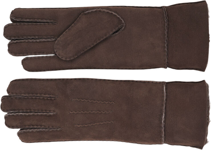 Lovelies KELLY LONG - GLOWES - SHEEP SKIN W/ SHEARLING CUFF Chocolate
