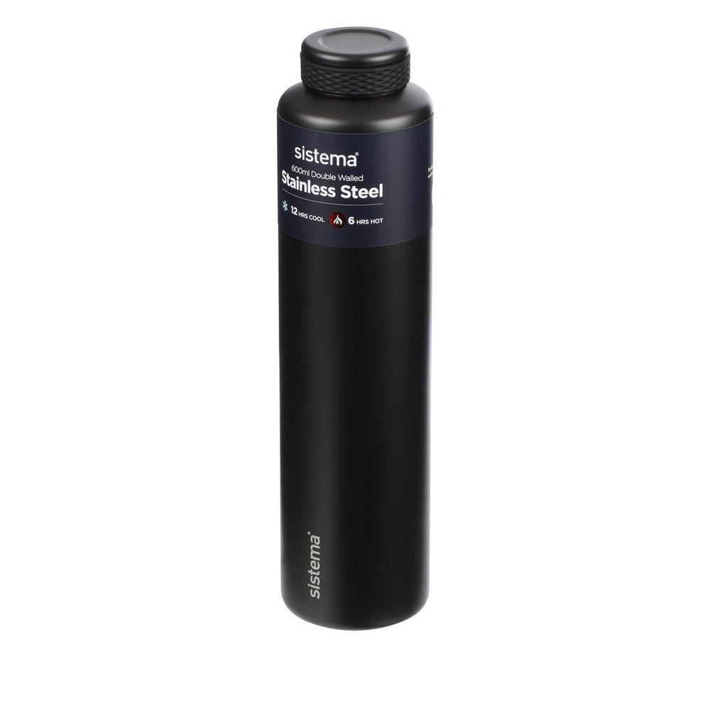 Køb Sistema Black Stainless Steel Drikkedunk 600 Ml
