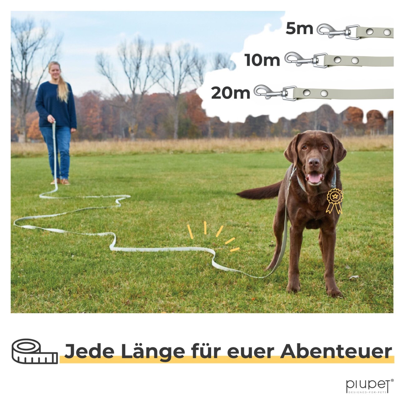 PIUPET Schleppleine grau 5 m