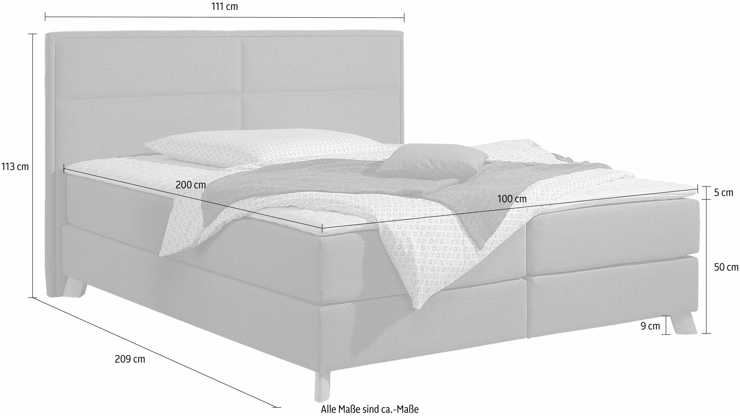 Home affaire Boxspringbett »Caria« in 5 Breiten, 3 Matratzen-Ausführungen, 2 Härtegraden, Topper