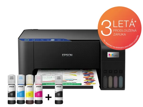 [OUTLET] - Epson L3251 - Multifunktionsprinter - farve - blækprinter - kan genopfyldes - A4 (210 x 297 mm) (original) - A4/Legal (medie) - op til 10 spm (udskriver) - 100 ark - Wi-Fi, USB - sort