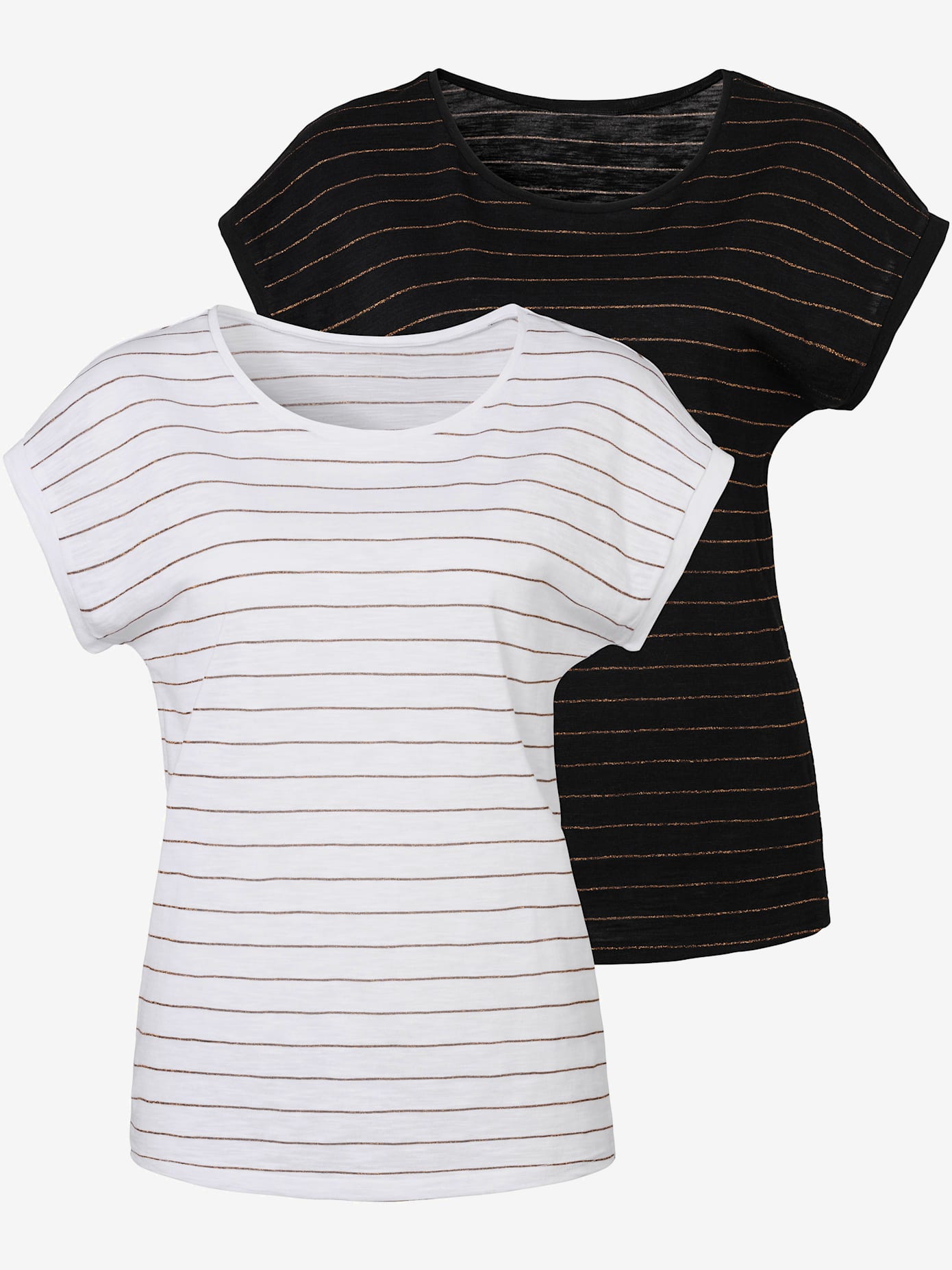 T-shirt vivance, rayures lurex couleur cuivre